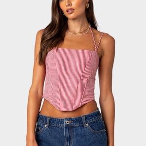 NWT edikted pippa gingham lace up corset